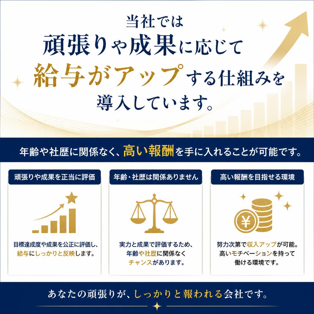 高収入を目指せる！成果に応じた評価制度