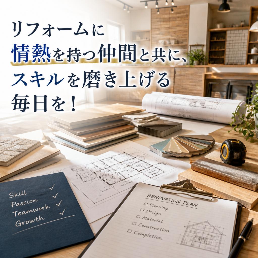 リフォームに情熱を持つ仲間と共に、スキルを磨き上げる毎日を！