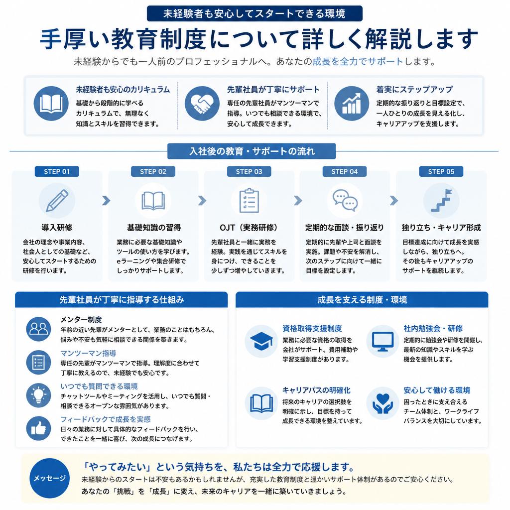 未経験でも安心の教育体制