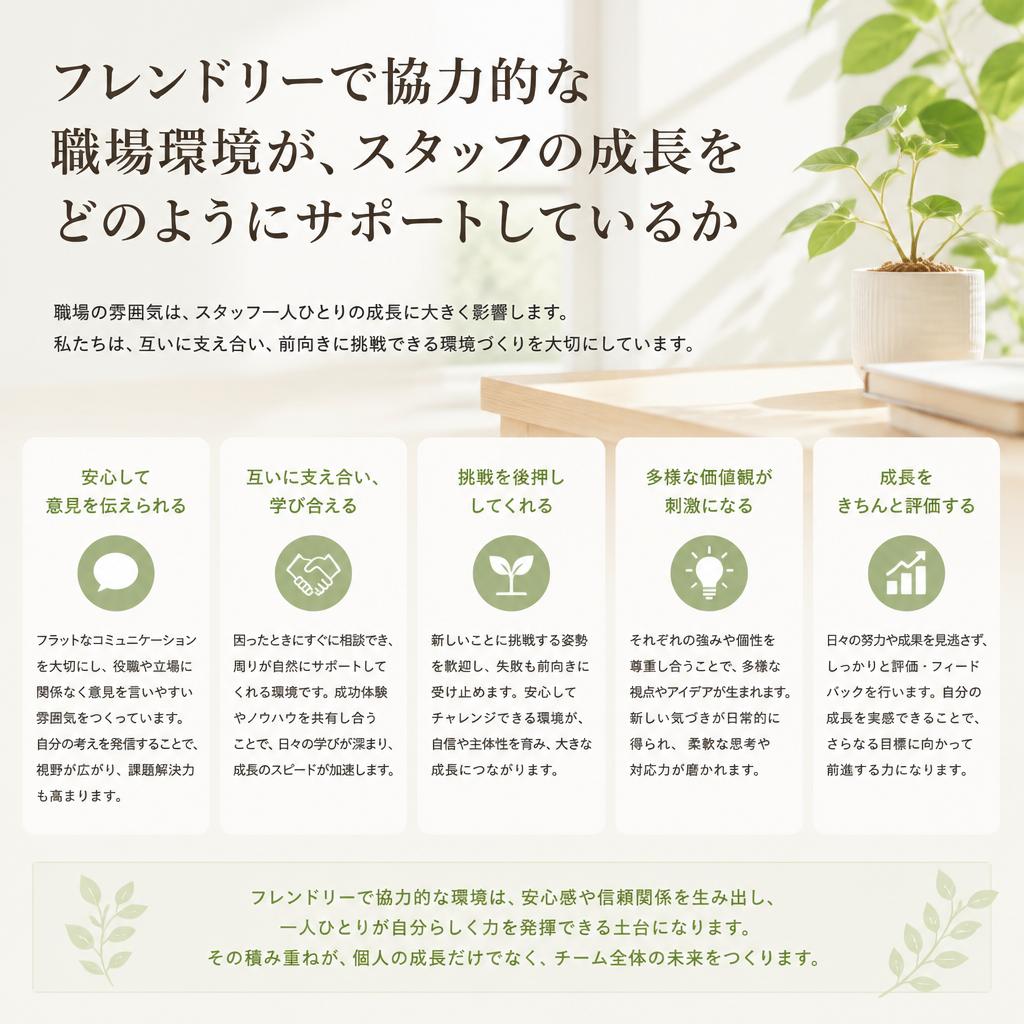 4. 職場環境の良さが充実した成長をサポート
