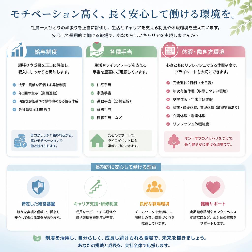 福利厚生が充実!働きやすさを追求